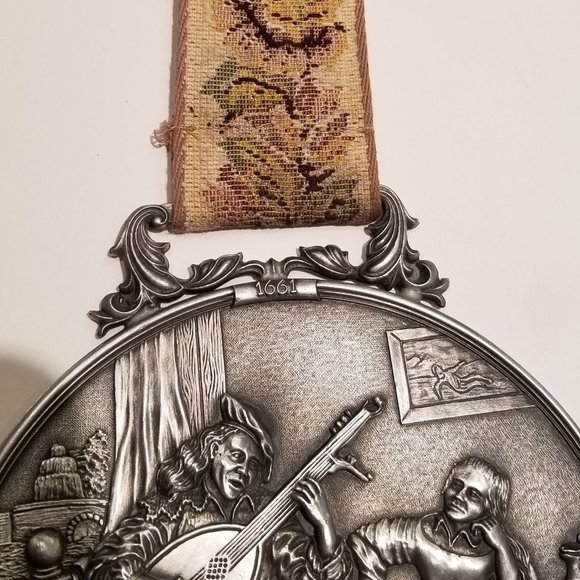 WMF Zinn Pewter Wall Plaque Germany / Tribute to Dutch Painter Hendrick M. Sorgh - Picture 6 of 7